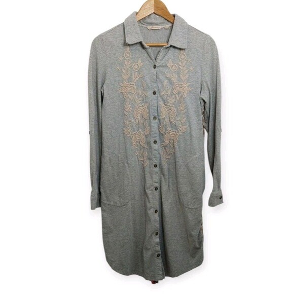 Soft Surroundings Women's Size Small Dress Button Up Contrast Panel Embroidered - Picture 2 of 14